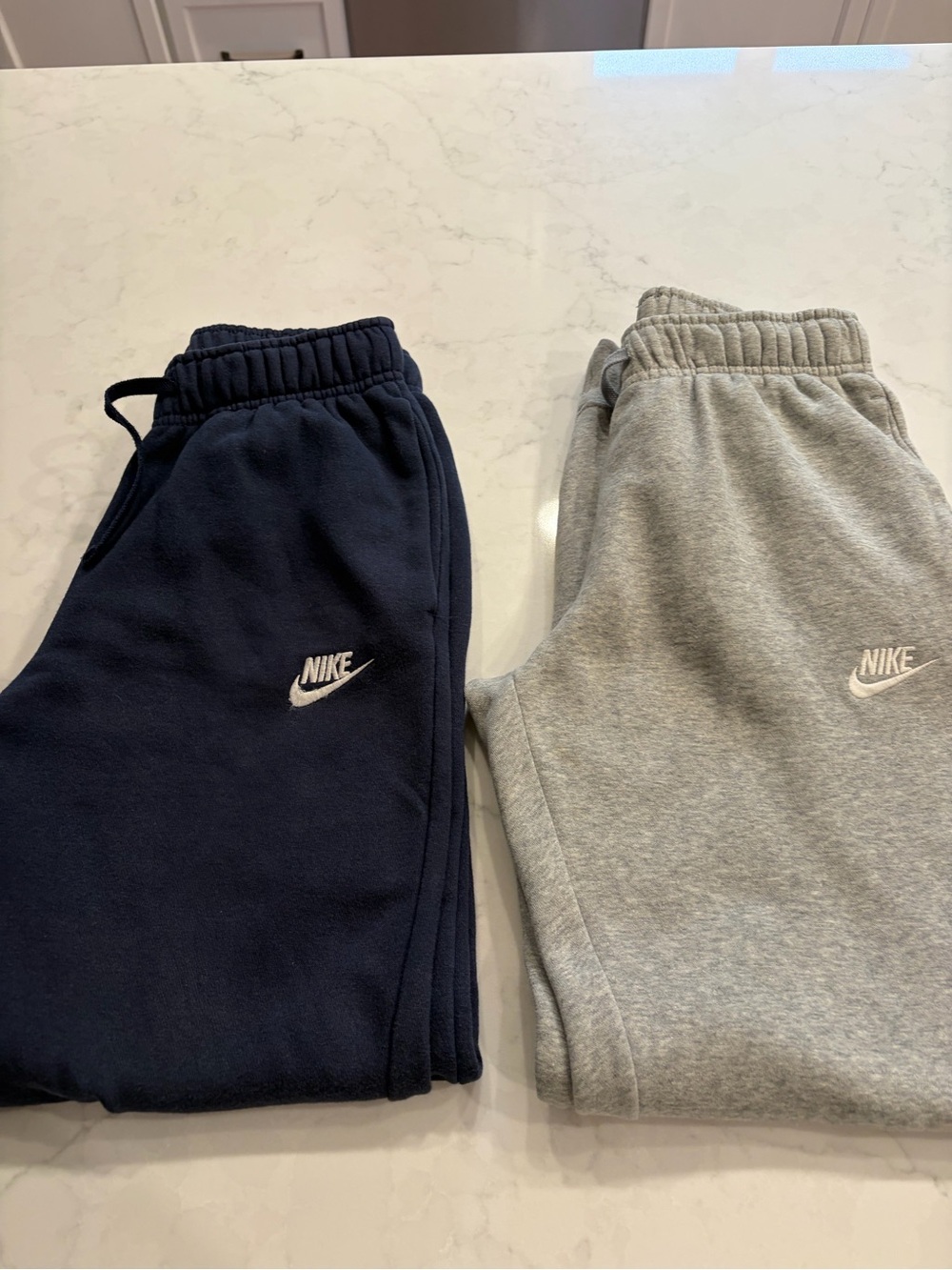 Nike Kids Jogger Pants in Navy and Gray - Swoosh Logo